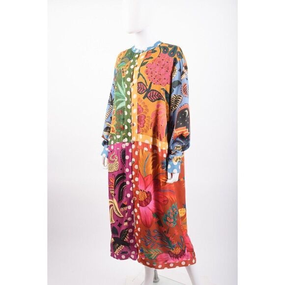 Farm Rio Womans Earth Rainbow Shirt Dress Midi Chemise Sz S Multicolor Midi NWT - Picture 3 of 6
